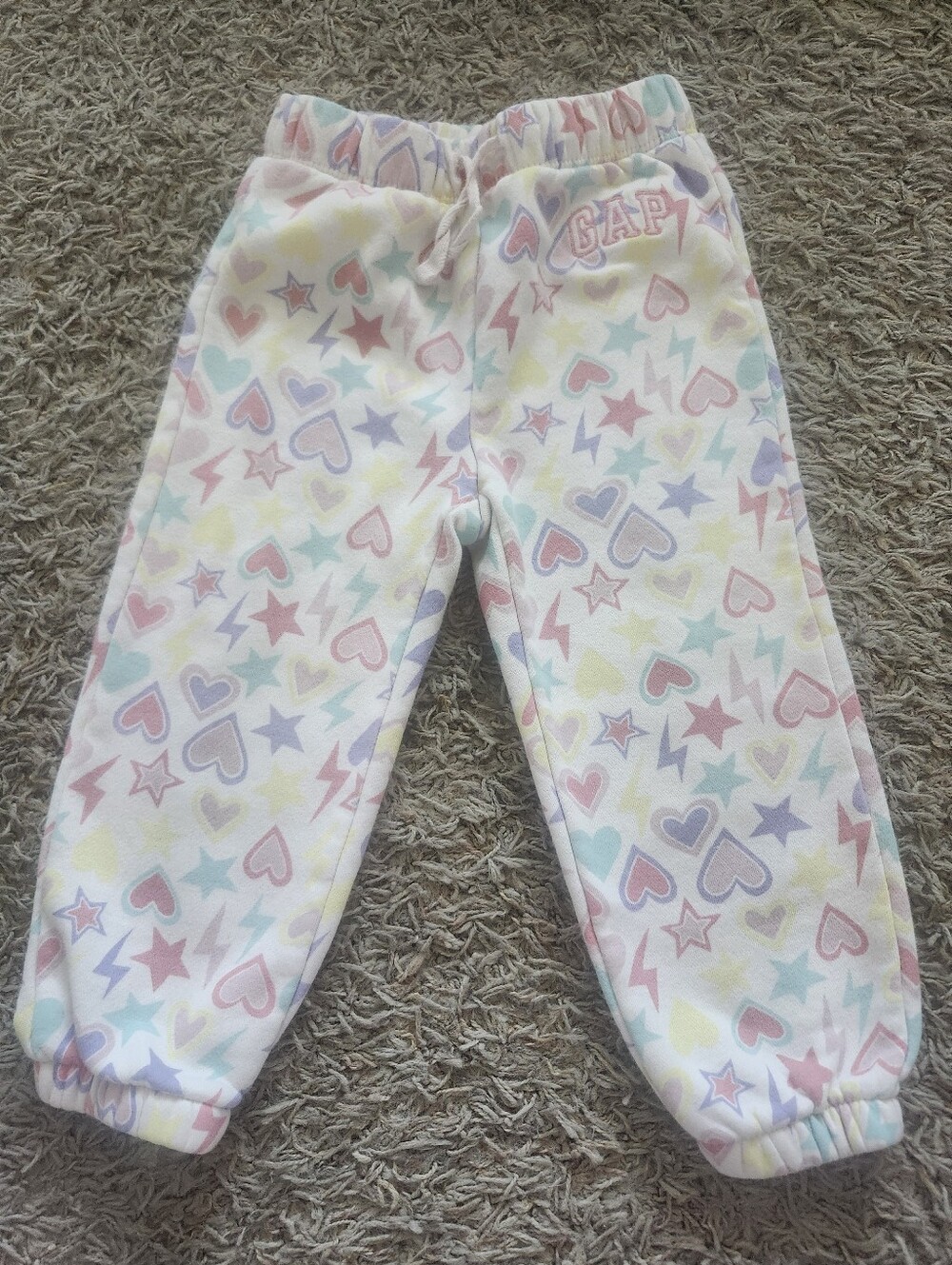 GAP Pastel Heart & Star Fleece Pants in Multi-Color
